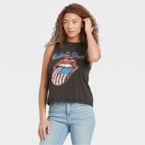 NWT The Rolling Stones American Flag
Logo Graphic Cropped‎ Tank Top - Black XS